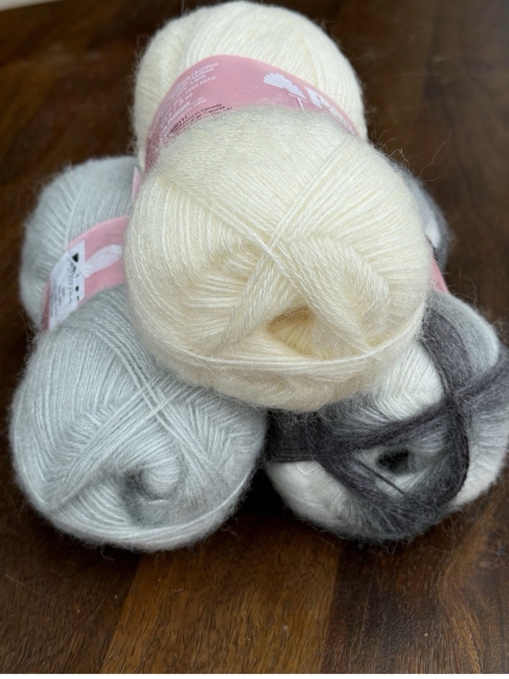 Patons Black Gray White Lace Yarn Acrylic Mohair Wool Lot of 3
